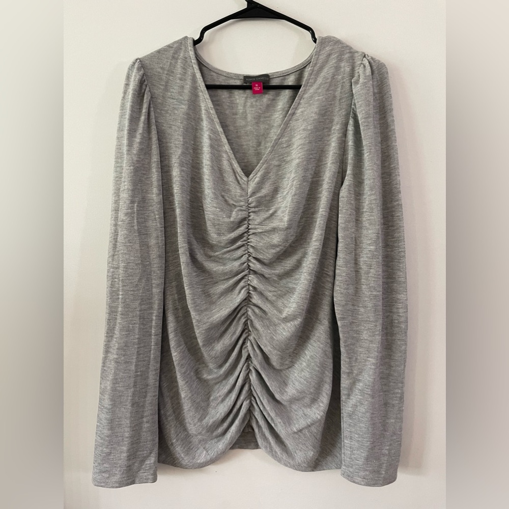 Vince Camuto Cinched Pullover blouse size XL Gray long sleeved